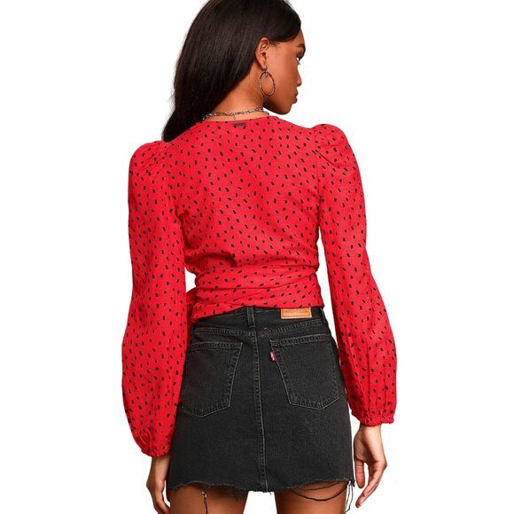 Billabong x Sincerely Jules Wrapped in Love Long Sleeve Wrap Crop Top Size L NEW - Picture 2 of 13